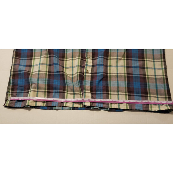 Jonathan Quale Plaid Regular Fit Brown and Blue Button Down Men's Shirt Size 3XL - Picture 3 of 7